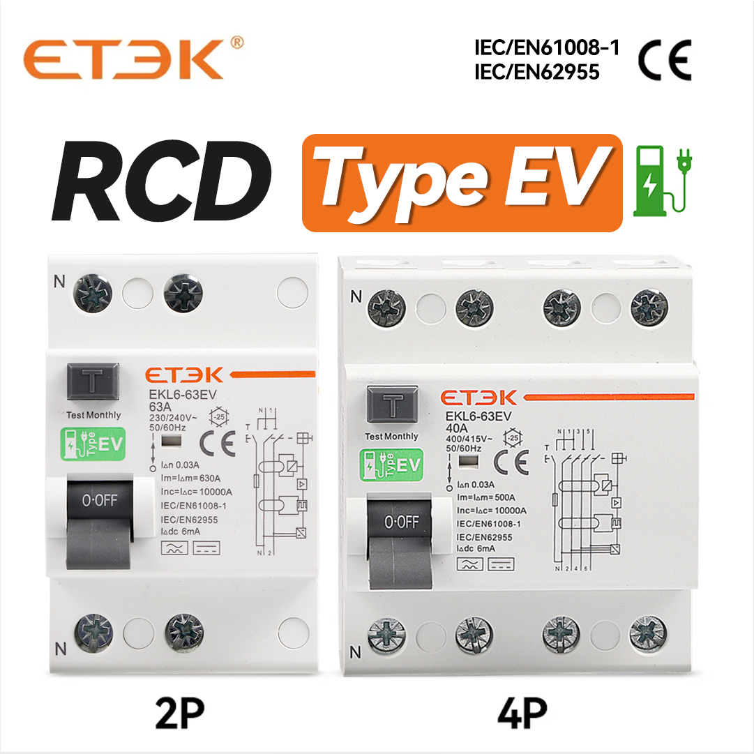 Din Rail Circuit Breaker - ETEK RCCB Type EV 2P 4P