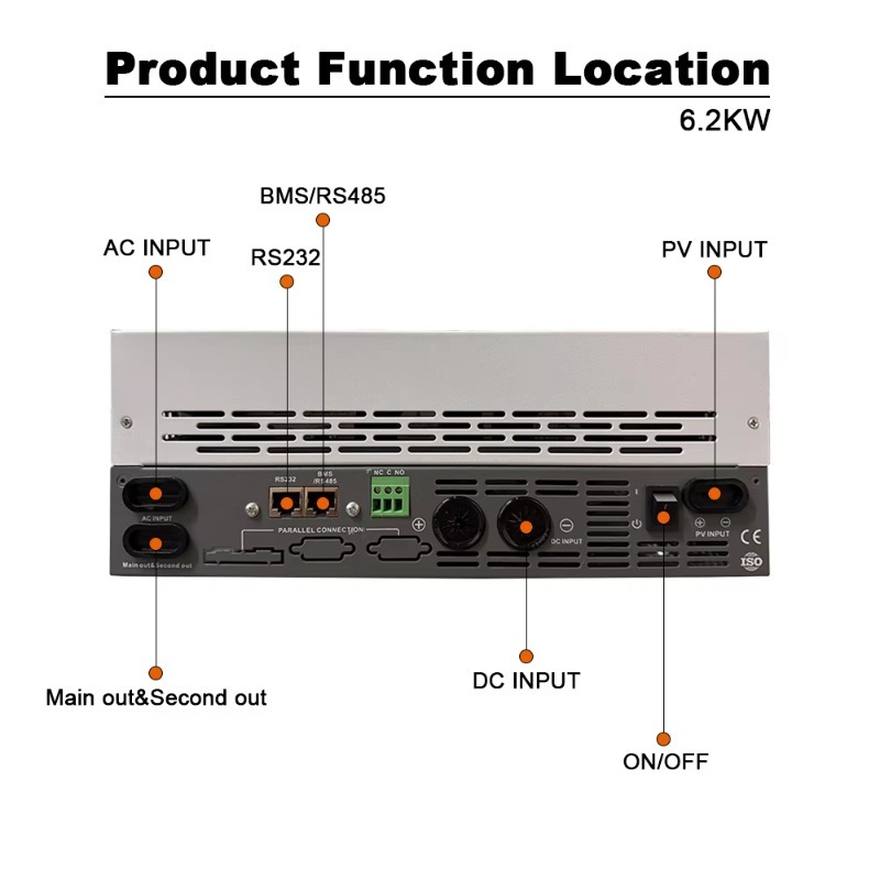 6.2KW Single Phase Off Grid On - Hybrid Solar Inverter ulasan dan harga