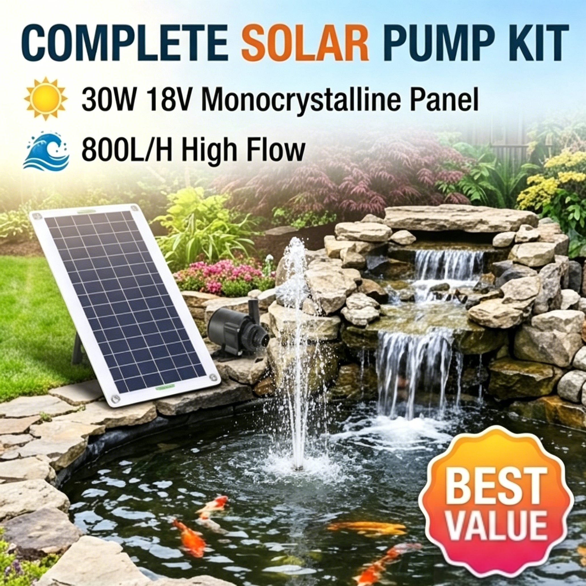 30W 18V Solar Panel With 800L/ - Solar Pool Pump Kit ulasan dan harga