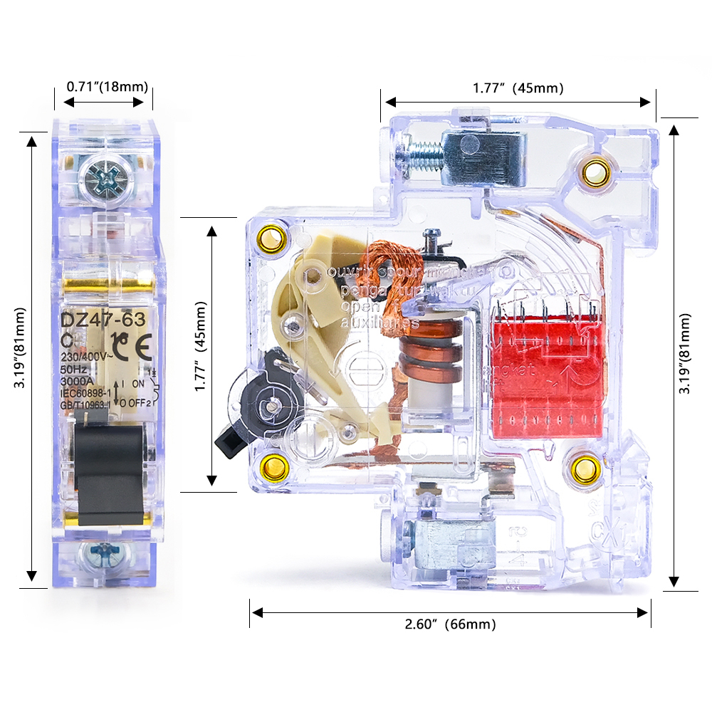 DZ47-63 Transparent Miniature  - Din Rail Circuit Breaker ulasan dan harga