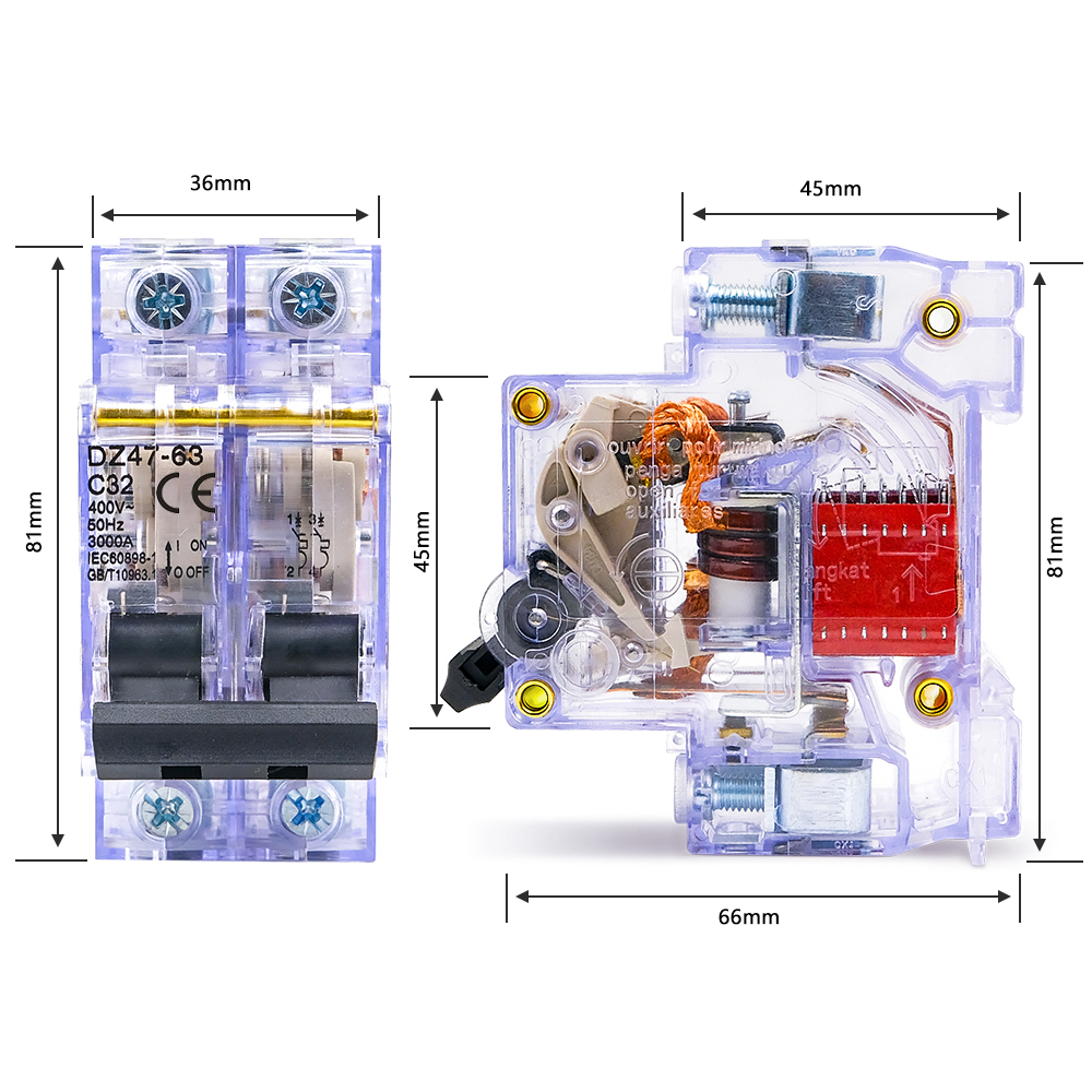 DZ47-63 Transparent Miniature  - Din Rail Circuit Breaker ulasan dan harga