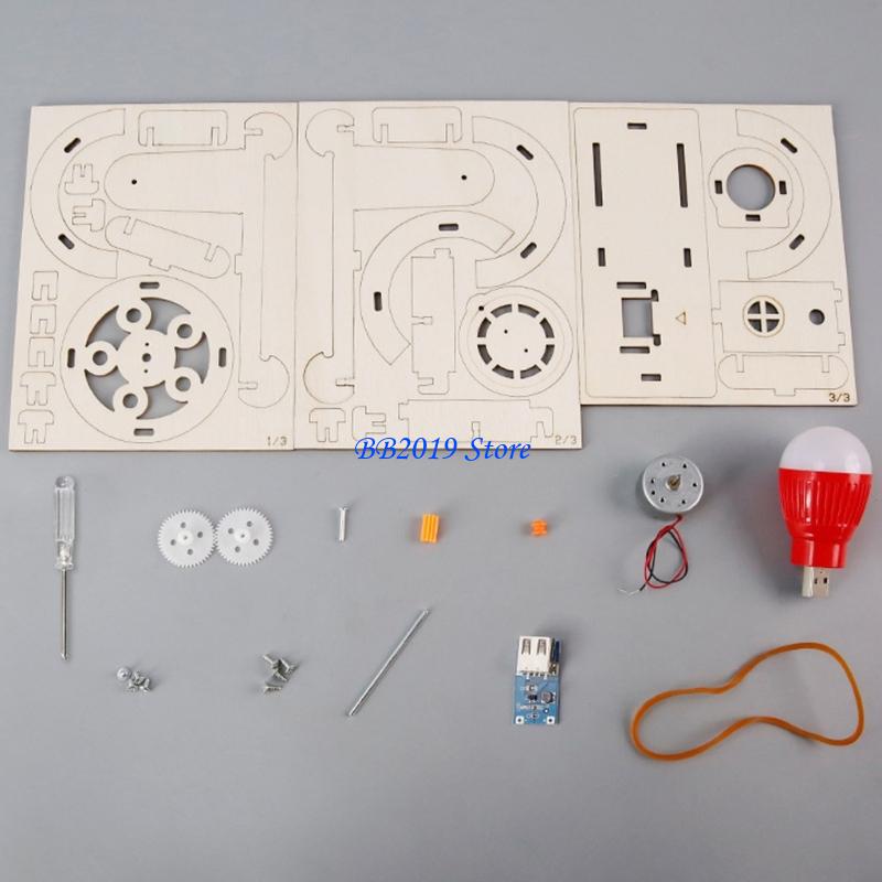 Q0KB Creative Wooden Hand Cran - Renewable Energy For Kids ulasan dan harga