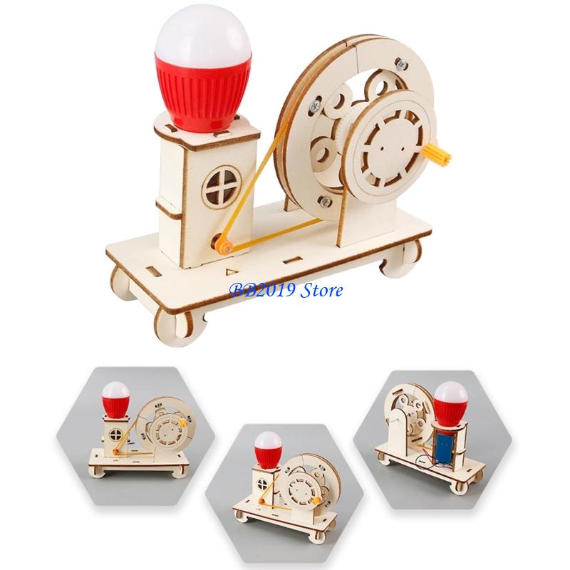 Q0KB Creative Wooden Hand Cran - Renewable Energy For Kids ulasan dan harga