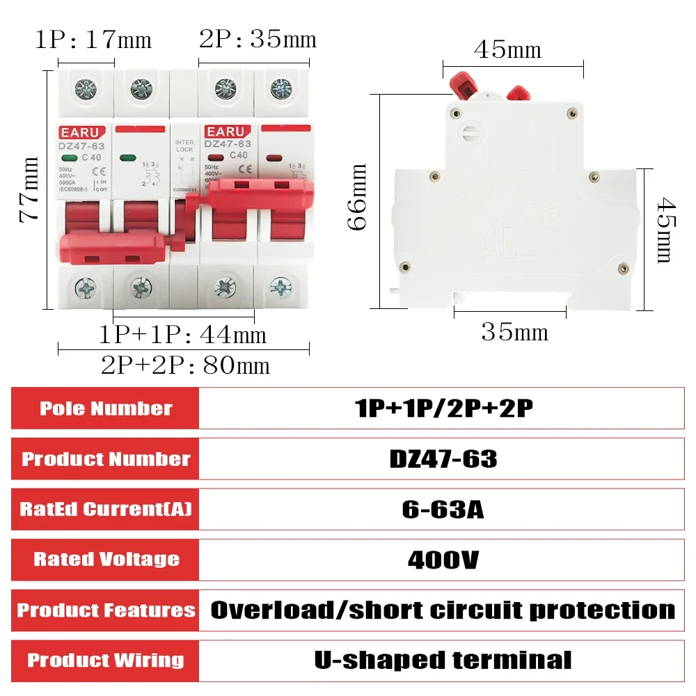 1P+1P 2P+2P MTS AC Dual Power  - Din Rail Circuit Breaker ulasan dan harga